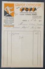 Facturette NANCY 1936 Grande chemiserie NORA chemisier illustrée 69