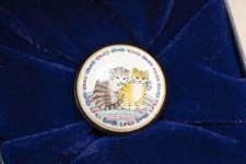 Halcyon Jours Émaux Deux Chats Petit Rond Boîte Neuf en Boîte