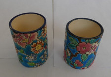 2 petits soliflore motifs fleurs - 6,5cm et 5,5cm - Emaux de Longwy