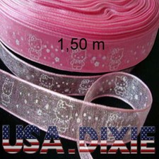 1,5 mètres ruban organza rose Hello Kitty 13mm