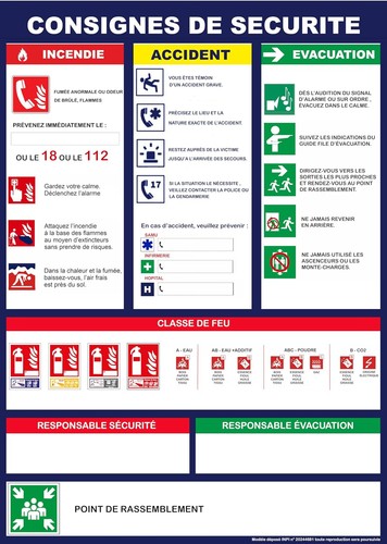 Consignes sécurité affichage - consignes,