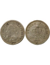 France Napoléon III - 20 Centimes Argent, Grand Module - 1867 K Bordeaux