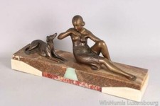 W3284 Rare Géante Sculpture Art Déco Diane Levrier 1930's SPL 69cm x 27cm x 31cm