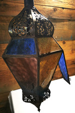 ANCIENNE SUSPENSION LUSTRE LANTERNE ORIENTALE  ( pas une copie )