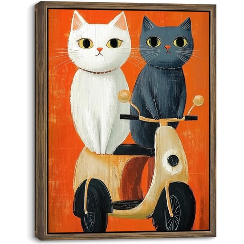 Tableau chat noir - tableau, blanc