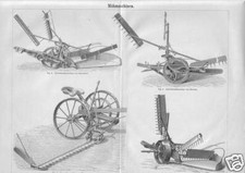 Mähmaschinen Barre de Faucheuse Tondeuse Gravure sur Bois De 1897