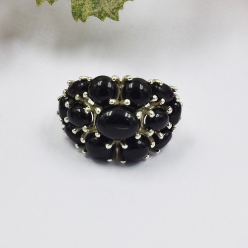 Bague véritable onyx noir - en,