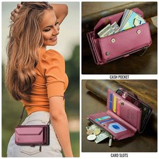 Étui porte-cartes en cuir avec cordon pour iPhone 17 16 Pro Max 15 14 13 12 11