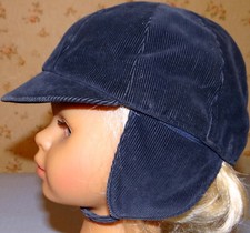CASQUETTE ENFANT VELOURS BLEU MARINE T. 52 cm DOUBLÉE cavalier VINTAGE France BE