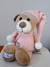 DOUDOU OURS LOUISE MANSEN   28CM ROSE BEIGE ET ECOSSAIS
