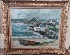 Peinture tableau paysage huile sur toile signé Guy Pennamen Bretagne Kerroch 