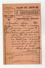 PONTORSON (50) SALON de COIFFURE / POSTICHES ,PEIGNES & BROSSES "F. GOUVERNEUR"