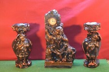 ANCIENNE HORLOGE GARNITURE DE CHEMINÉE VASE CANDÉLABRE STATUE ENFANT CHIEN 