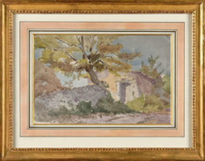 TRES BELLE AQUARELLE PAYSAGE DANS LE GOUT DE HENRI JOSEPH HARPIGNIES ? (11)