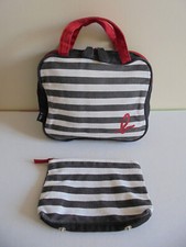 Petit vanity trousse toilette tissu rayé marine et rouge agnès b.14x18x8 cm