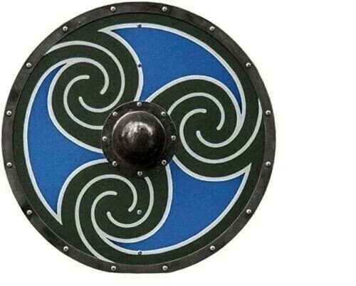 Bouclier viking bleu bois - bouclier,