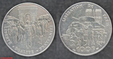France ! 100 Francs argent, libération de Paris, année 1994, en SUP-