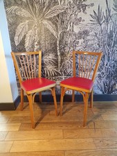 BAUMANN 53-VINTAGE PAIRE 2 CHAISE de BISTROT-avec galette skaï-DESIGN 50