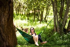 2XL Double Nylon Camping Hammock Hiking Beach Camping Green/Grey