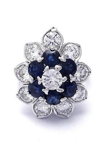Saphir diamant bague - bague, platine