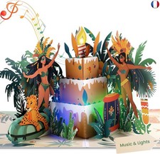 Carte d'anniversaire avec musique, cartes d'anniversaire pour femme, pop-up 3D,