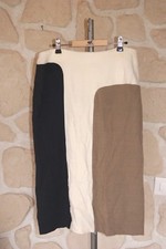 Jupe neuve marron, blanche et noire taille 42 marque avec laine Helena Sorel (v)