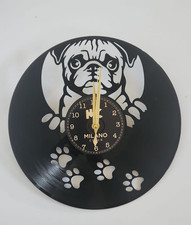 Montre Disque Vinyle Horloge Murale Chien Carlin
