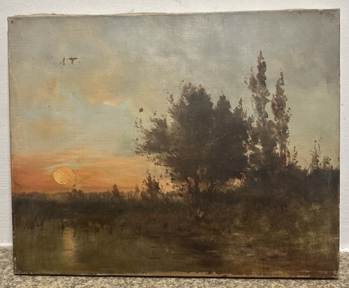 Coucher soleil sur - soleil, l'étang