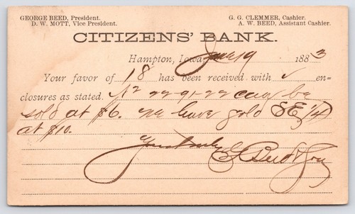 Hampton 1883 citizens - citizens, bank