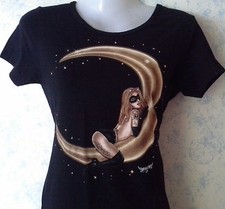 T shirt femme motif Catwoman sur lune 
