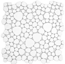 Mosaïque de Céramique Carrelage Galets Mat Blanc Receveur Douche Paroi 10 Nattes