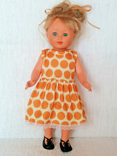 Robe jaune et blanc culotte et turban de Poupée modes et travaux 40 cm