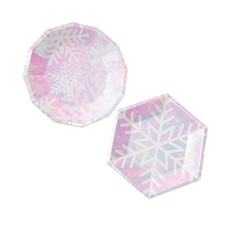  16 pièces assiette de service en papier de Noël flocon de neige imprimé