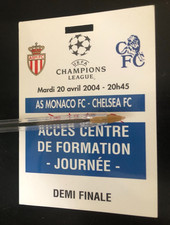 ticket PASS - MONACO / CHELSEA FC - 1/2 CHAMPIONS LEAGUE 2003/2004