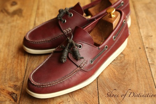 Church burgundy leather boat - burgundy,