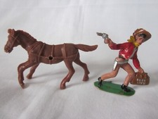 COMANSI 1/32 - BONANZA : COW-BOY AVEC SACOCHE + CHEVAL POUR CHARIOT / VINTAGE
