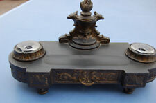 Encrier  Ancien - TETE D'AIGLE & ANGELOT - encrier double - " BRONZE" ---/B18/