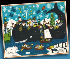 Ancien Calendrier De L'Avent Années 1960 Lutin Chargé Thème De Noël Magnifique !