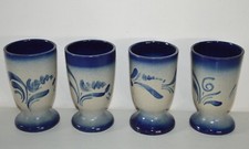 Lot de 4 anciens MAZAGRAN tasse Grès d'Alsace bleu vintage décoration