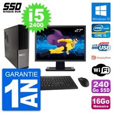 PC Dell 990 DT Ecran 27" Intel Core i5-2400 RAM 16Go SSD 240Go Windows 10 Wifi