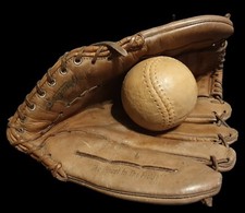 Gant de baseball cuir Rawlings RBG4 dédicacé SEAN DUGAN vintage USA et sa Balle 