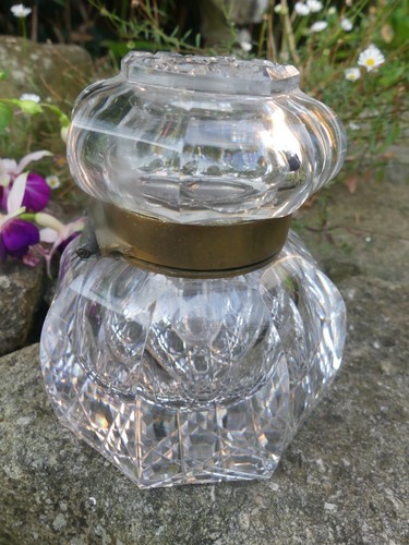Gros encrier cristal - encrier, taillé