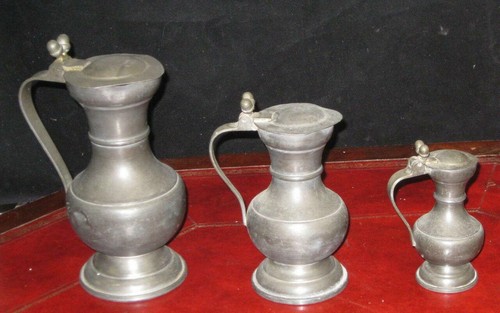 Antique set three pewter - set, of