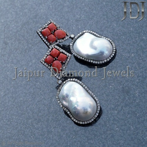 Naturel corail perle boucles - corail,