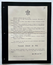 VICOMTE DE FOS Segretain FAIRE PART Billiard Cauville PINEAU Frontault 1897