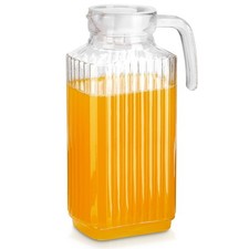 Pichet en verre avec couvercle 1,8 L carafe à eau jus réfrigérateur cuisine