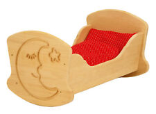 Berceau de poupée en bois avec literie, lit de poupée