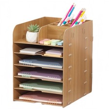 Organisateur de bureau en bois - Système de rangement de table - Format A4 - ...