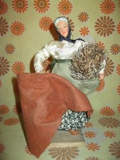 Ancien SANTON PROVENCAL CAVASSE FEMME AU FAGOT 25cm TERRE CUITE Crèche Provence