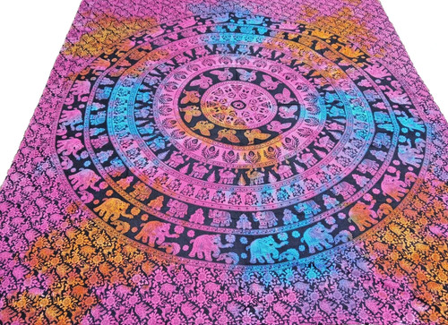 éléphants mandala couvre - mandala, couvre-lit